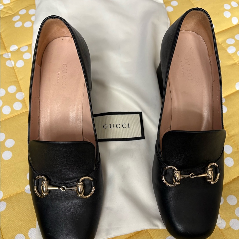 Gucci Black Leather Horsebit Loafers Women’s Flats - Picture 2 of 6